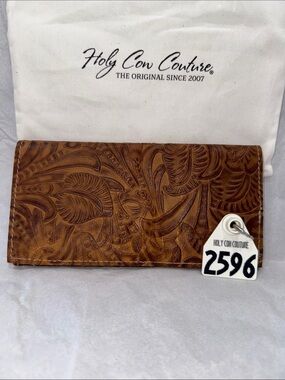Holy Cow Couture Brown Embossed Leather Long Wallet